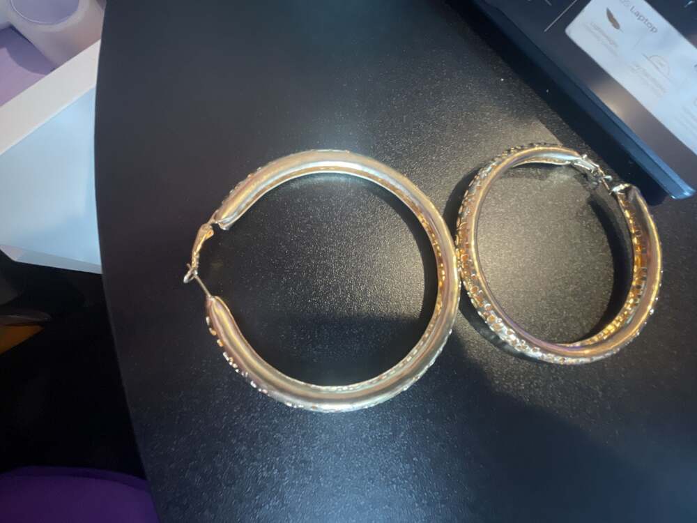 Large Gold-Tone Textured Hollow Hoop Earrings